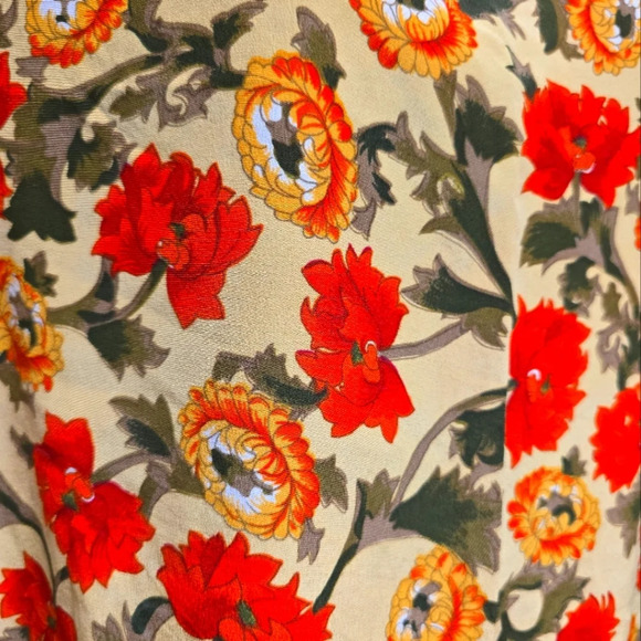 Vintage 100% Silk Oscar De La Renta Expression Floral Short Sleeve Blouse SzM - Picture 5 of 10